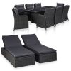 11 pcs conjunto de jantar para jardim vime PE preto