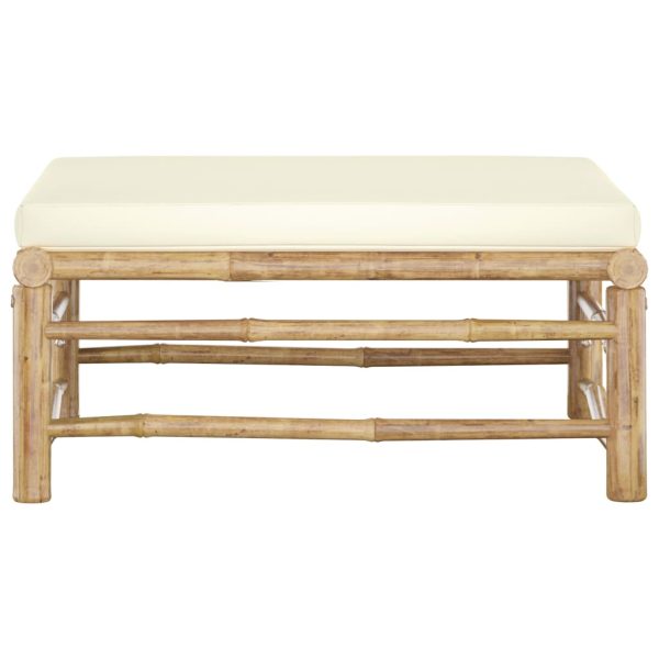 Apoio de pés para jardim com almofadão branco nata bambu - Image 2