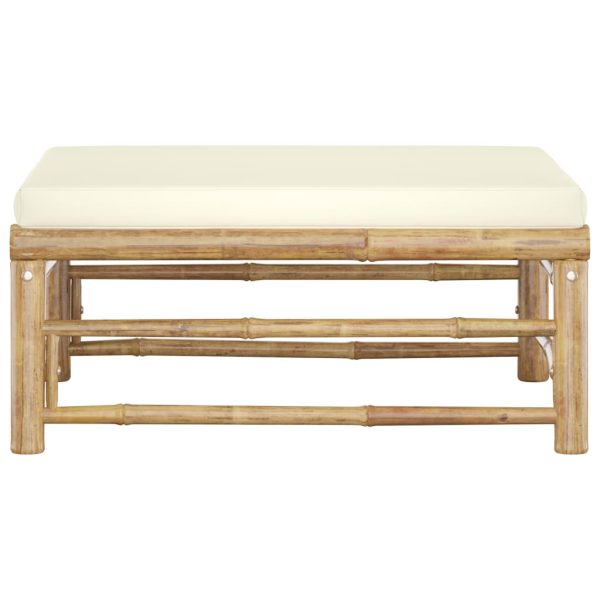 Apoio de pés para jardim com almofadão branco nata bambu - Image 3