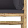 2 pcs conj. lounge jardim em bambu c/ almofadões cinza-escuro - Image 3