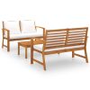 3 pcs conjunto de lounge de jardim com almofadões acácia maciça - Image 2