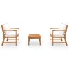 3 pcs conjunto de lounge de jardim com almofadões acácia maciça - Image 3