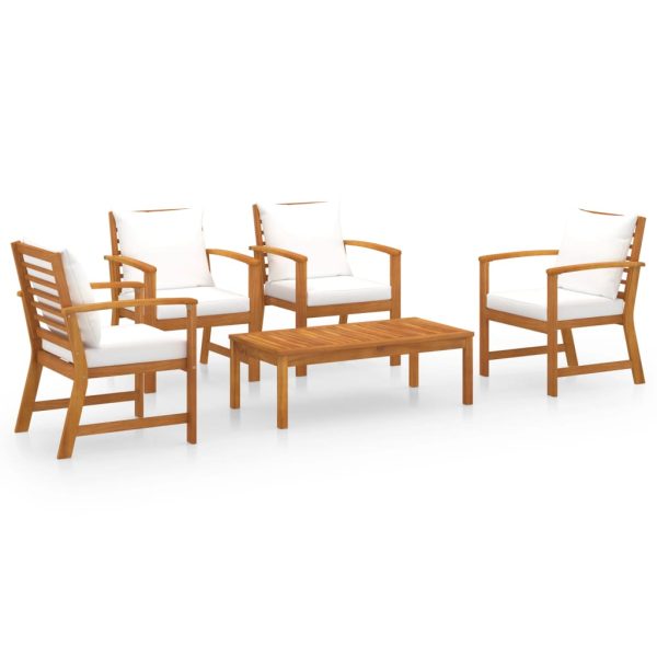 5 pcs conjunto lounge de jardim c/ almofadões acácia maciça - Image 2