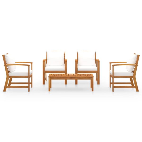 5 pcs conjunto lounge de jardim c/ almofadões acácia maciça - Image 3