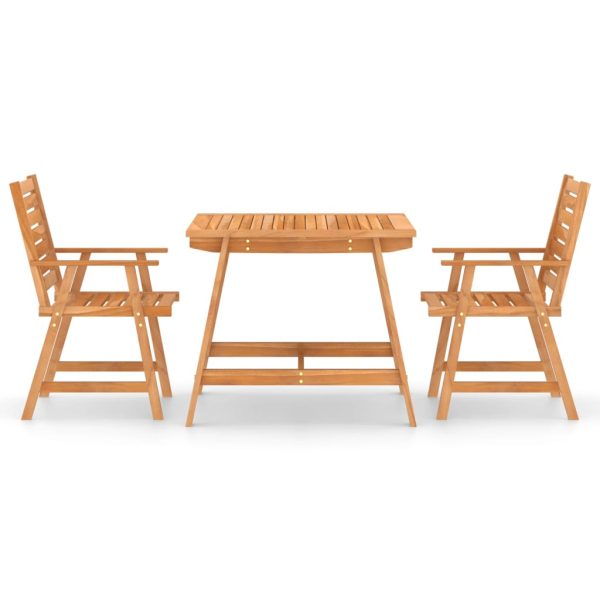 3 pcs conjunto de jantar para jardim madeira de acácia maciça - Image 3