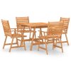 5 pcs conjunto de jantar para jardim madeira de acácia maciça - Image 2