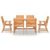 7 pcs conjunto de jantar para jardim madeira de acácia maciça - Image 3