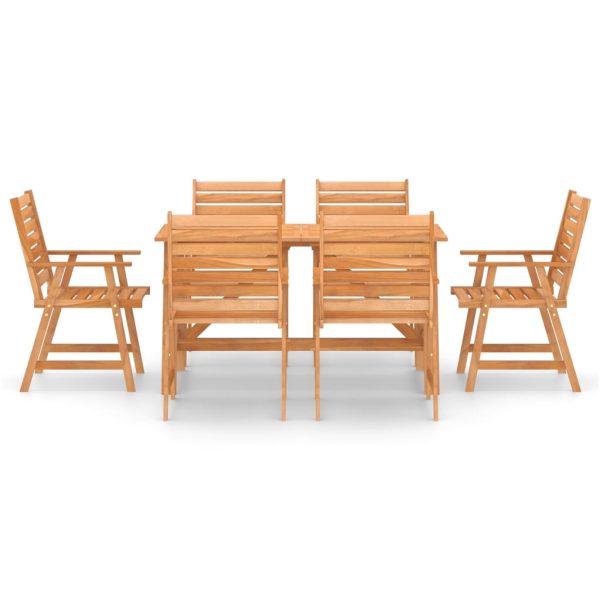 7 pcs conjunto de jantar para jardim madeira de acácia maciça - Image 3