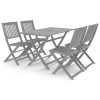 5 pcs conjunto de jantar jardim madeira acácia maciça cinzento - Image 2