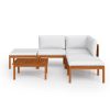 6 pcs conjunto lounge jardim c/ almofadões acácia maciça creme - Image 3
