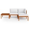 4 pcs conjunto lounge jardim c/ almofadões acácia maciça creme - Image 3