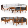 10 pcs conjunto lounge jardim c/ almofadões acácia maciça creme - Image 2