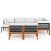 10 pcs conjunto lounge jardim c/ almofadões acácia maciça creme - Image 3