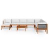 9 pcs conjunto lounge jardim c/ almofadões acácia maciça creme - Image 3