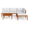 6 pcs conjunto lounge jardim c/ almofadões acácia maciça creme - Image 3
