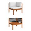 5 pcs conjunto lounge jardim c/ almofadões acácia maciça creme - Image 3