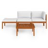4 pcs conjunto lounge jardim c/ almofadões acácia maciça creme - Image 2