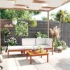 4 pcs conjunto lounge jardim c/ almofadões acácia maciça creme
