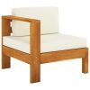 Sofá jardim 3 lugares c/ almofadões branco nata acácia maciça - Image 3