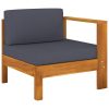 5 pcs conj. lounge de jardim c/ almofadões cinza-escuro acácia - Image 3