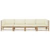 4 pcs conj. lounge p/ jardim em bambu c/ almofadões branco nata - Image 2