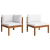 2 pcs conjunto lounge de jardim c/ almofadões acácia maciça - Image 2