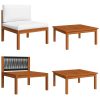 2 pcs conjunto lounge de jardim c/ almofadões acácia maciça