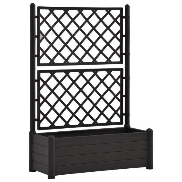 Vaso/floreira de jardim com treliça 100x43x142 cm PP antracite - Image 2