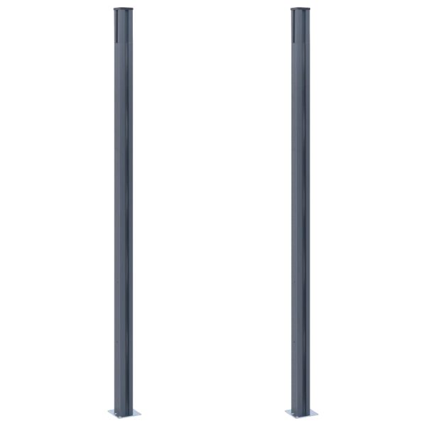 Postes de cerca 2 pcs alumínio 185 cm cinzento-escuro - Image 3