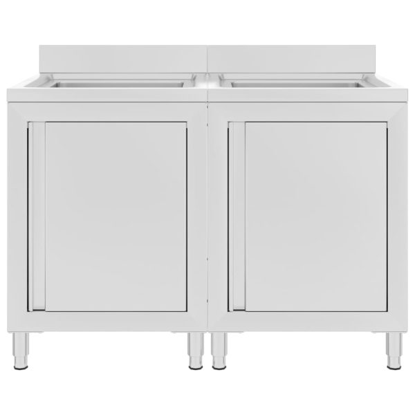 Armários c/ lava-louça cozinha com. 2pcs 60x60x96cm aço inoxid. - Image 2