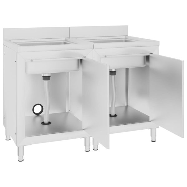 Armários c/ lava-louça cozinha com. 2pcs 60x60x96cm aço inoxid. - Image 3
