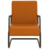 Cadeira cantilever em couro artificial castanho - Image 2
