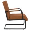 Cadeira cantilever em couro artificial castanho mate - Image 3