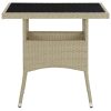 3 pcs conjunto de jantar para jardim vime PE e vidro bege - Image 3