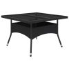 9 pcs conjunto de jantar para jardim vime PE e vidro preto - Image 3