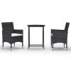 3 pcs conjunto bistrô p/ jardim vime PE e vidro temperado preto - Image 2