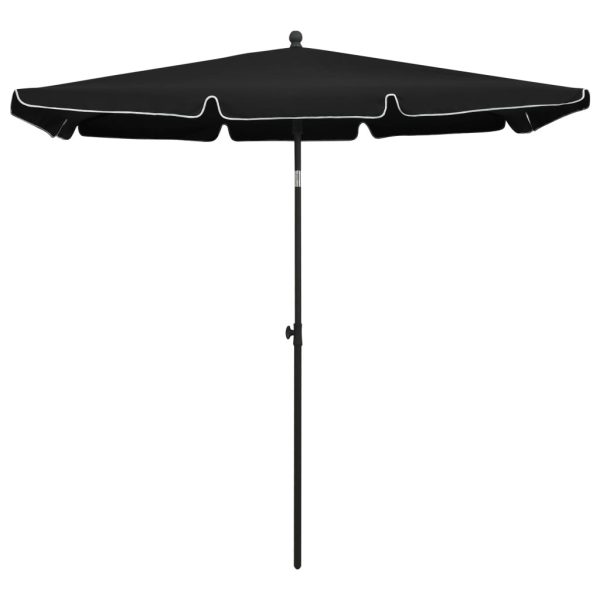 Guarda-sol de jardim com mastro 210x140 cm preto - Image 2