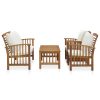 4 pcs conj. lounge jardim c/ almofadões madeira acácia maciça - Image 2