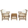 3 pcs conjunto lounge de jardim c/ almofadões acácia maciça - Image 2