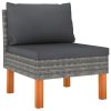 Sofás de centro 2 pcs vime PE e madeira de eucalipto maciça - Image 3