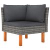 3 pcs conj. lounge jardim vime PE e madeira de eucalipto maciça - Image 3