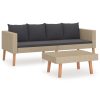 2 pcs conjunto lounge de jardim c/ almofadões vime PE bege - Image 2