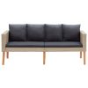 2 pcs conjunto lounge de jardim c/ almofadões vime PE bege - Image 3