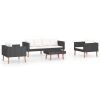 4 pcs conjunto lounge de jardim c/ almofadões vime PE preto - Image 2