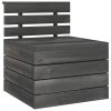 2 pcs conj. lounge de paletes jardim pinho maciço cinza-escuro - Image 3
