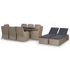 11 pcs conjunto de jantar para jardim vime PE castanho - Image 2