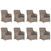 11 pcs conjunto de jantar para jardim vime PE castanho - Image 3