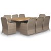 9 pcs conjunto de jantar para jardim vime PE castanho - Image 2