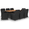 9 pcs conjunto de jantar para jardim vime PE preto - Image 2