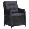 7 pcs conjunto de jantar para jardim vime PE preto - Image 3